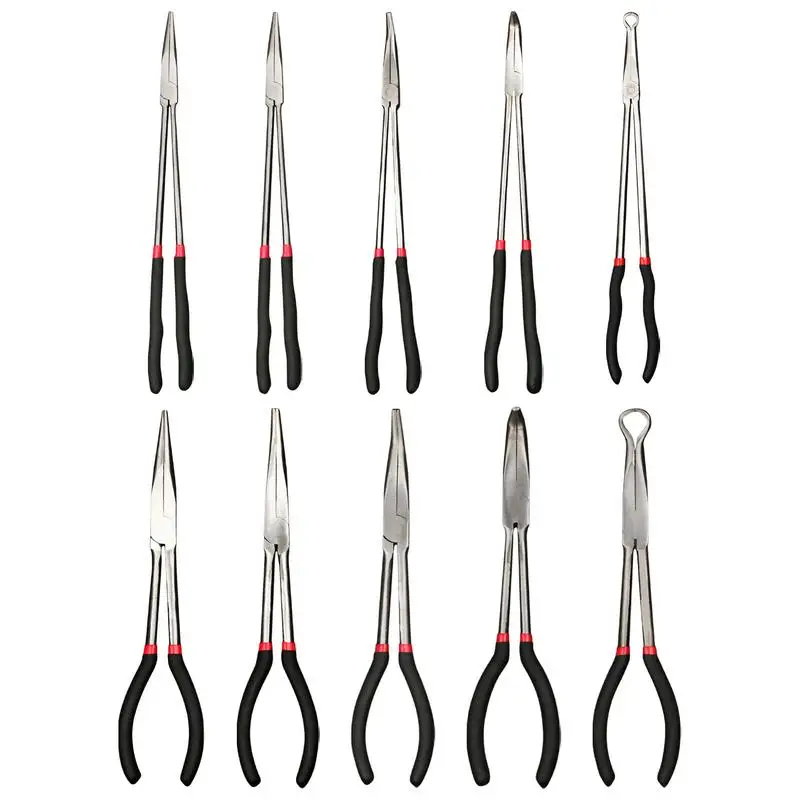 

Car Long Reach Pliers Carbon Steel Pointed Nose Pliers With Multi Joint Multifunctional Long Handle Pliers Auto Repair Tools