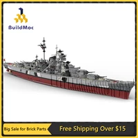 moc bismarck naval ship military cruiser model building blocks war battle toy high tech diy children brithday gifts toys