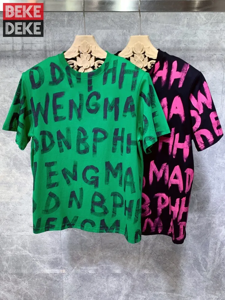 

Harajuku Men Summer Letters Printed Comfortable Loose Fit T-Shirt Streetwear Pullover Short Sleeve Casual Breathable Tees Tops