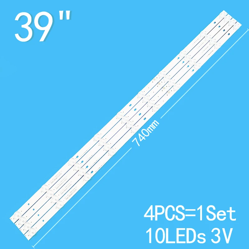 

New 4PCS/lot 740mm 10LEDs 3V For 39" TV Philips ph39n91dsgw Ph39n91 39N91GM04X10-C0033 CJ 1.30.139 N91007R 39N91GM04X10