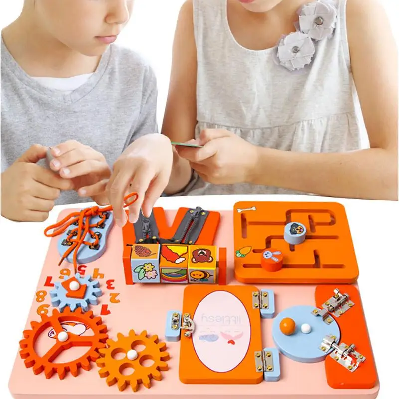 

Kids Sensory Board Toy Fine Motor Skills Preschool Learning Busy Block Sensory Toy Early Education Car Journey Teaching Aids