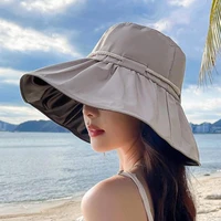 cokk summer hats for women sun protection foldable big brim sunshade outdoor ladies sun hat floppy gorros beach cap new korea