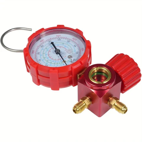 Обслуживание автомобильного кондиционирования, красный однометровый клапан высокого давления, простое соединение для устранения проблем.