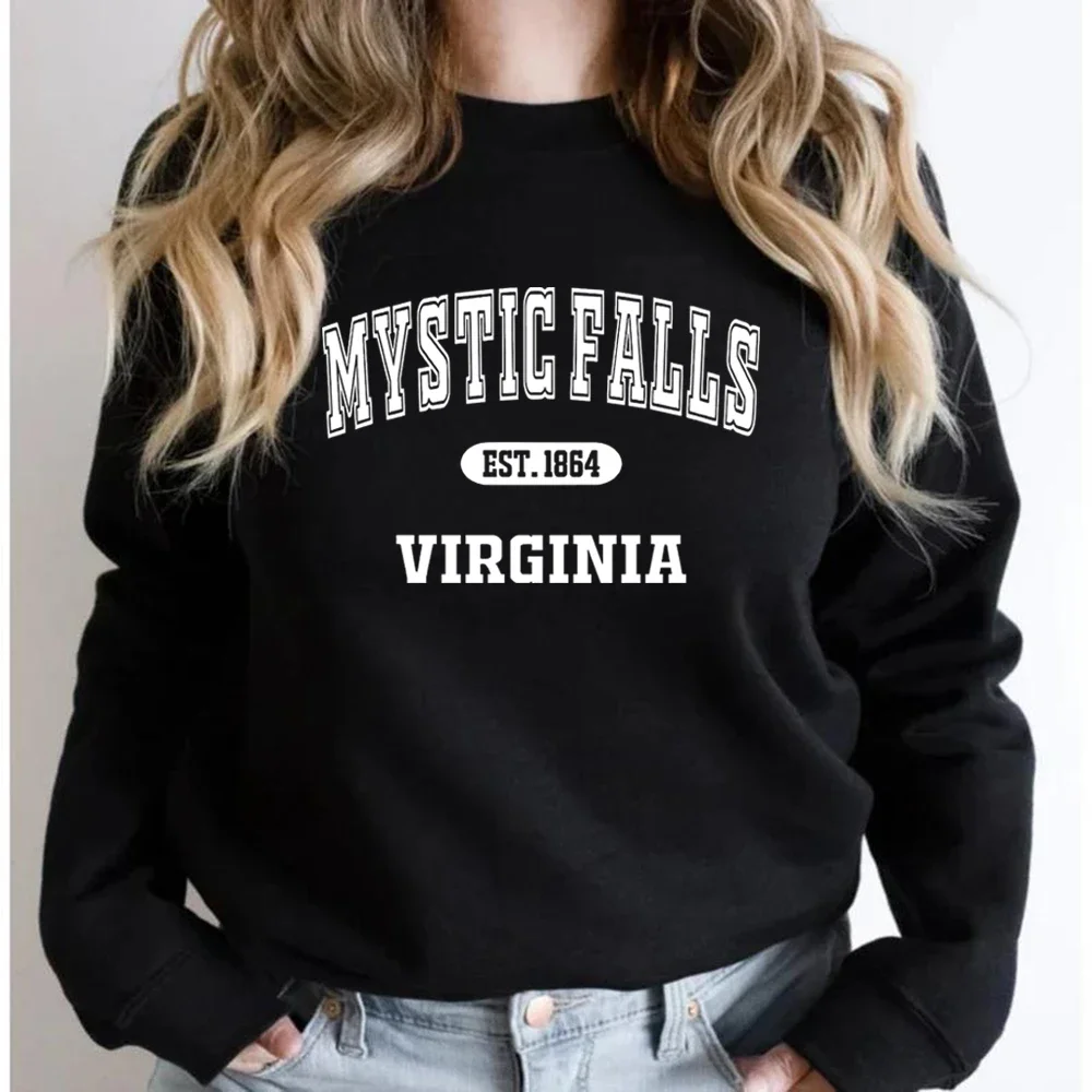 

Толстовка Mystic Falls TVD, свитшоты, свитшот с круглым вырезом для братьев Сальваторе, толстовка, женские и мужские пуловеры с длинным рукавом, повседневный Топ