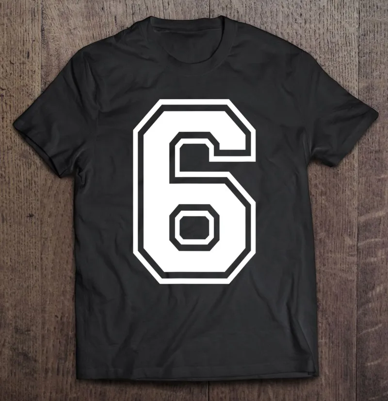 

Футболка мужская с номером номера 6, хлопковая Простая рубашка, подарок на день рождения, для спортивных игроков