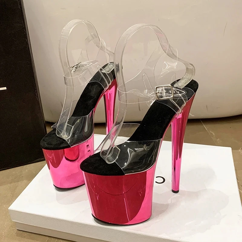 Женские босоножки с прозрачной пряжкой на высоком каблуке 20 см