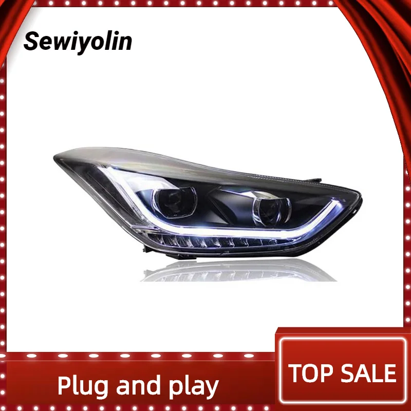 

For Hyundai Elantra 2012-2018 Car Accessories Headlight Assembly LED Lights Lamp DRL Signal Plug And Play Daytime Running