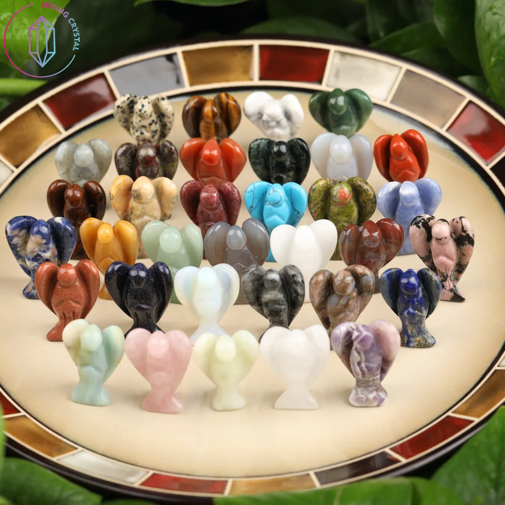 

1.5Inch Crystal Guardian Angel Figurine Crafts Natural Gemstone Decor Crystal Healing Reiki Quartz Room Decoration Birthday Gift