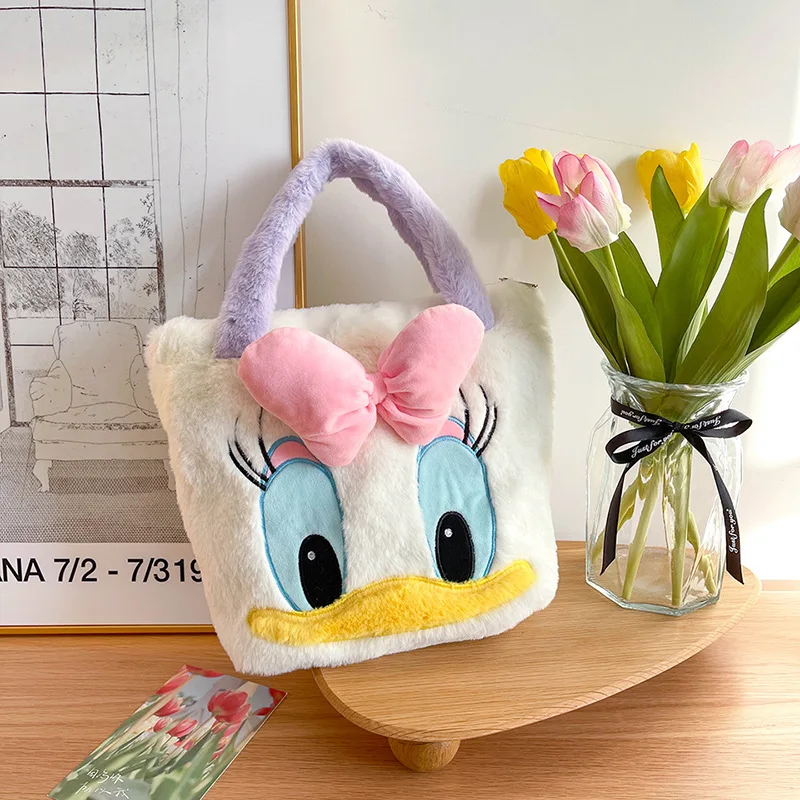 

Disney Anime Kawaii Daisy Duck Plush Toy Shoulder Bag Cute Cartoon Pink Bow Handbag Doll Gifts For Girls Free Shipping Items