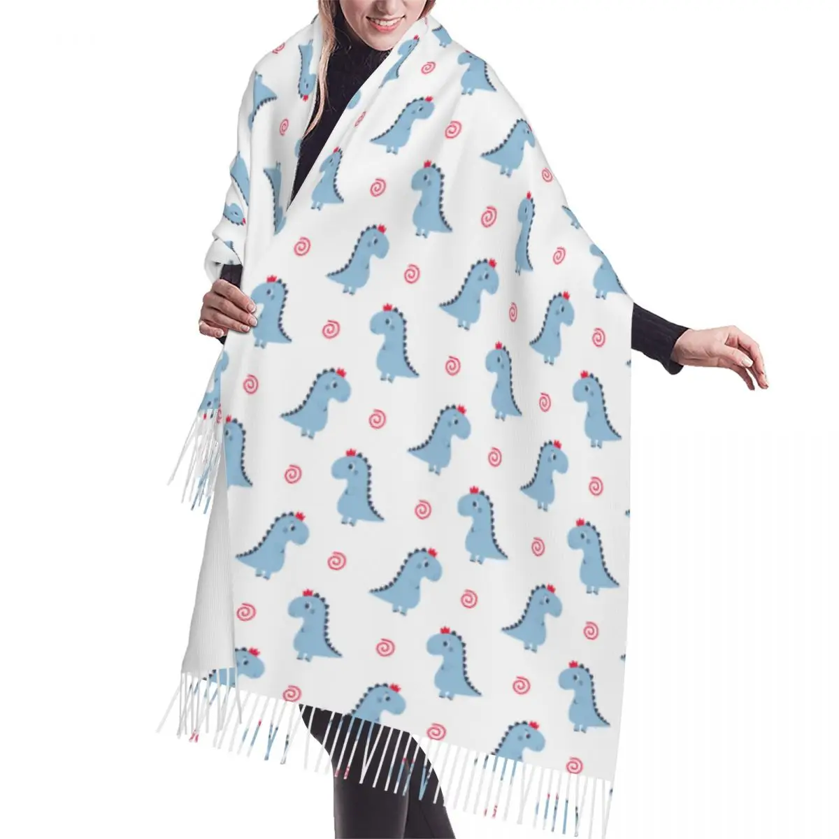 

Seamless Dinosaur Cartoon Soft Cozy Cashmere Scarf Woven Wrap Womans Warm Shawl