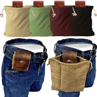 portable foraging bag outdoor fruit picking pouch foldable storage bags camping hiking leather canvas tool bag men waist pack