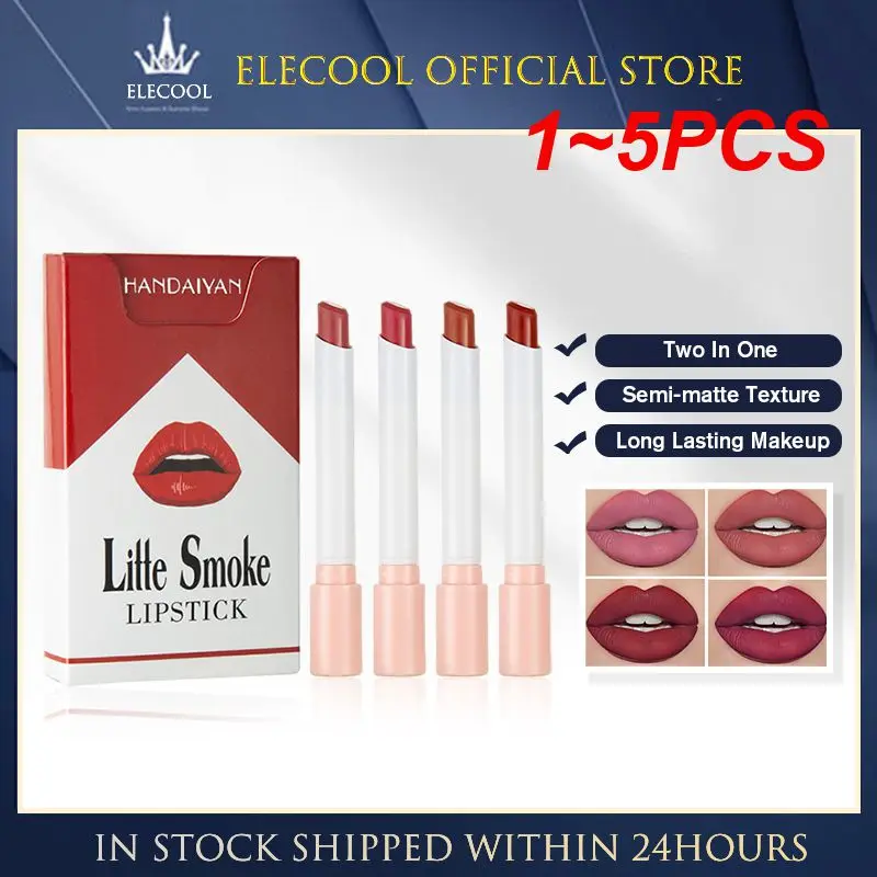 

1~5PCS Creative Cigarette Lipstick Set 4 Colors Matte Long Lasting Waterproof Matt Lip Stick Tube Red Lips Makeup