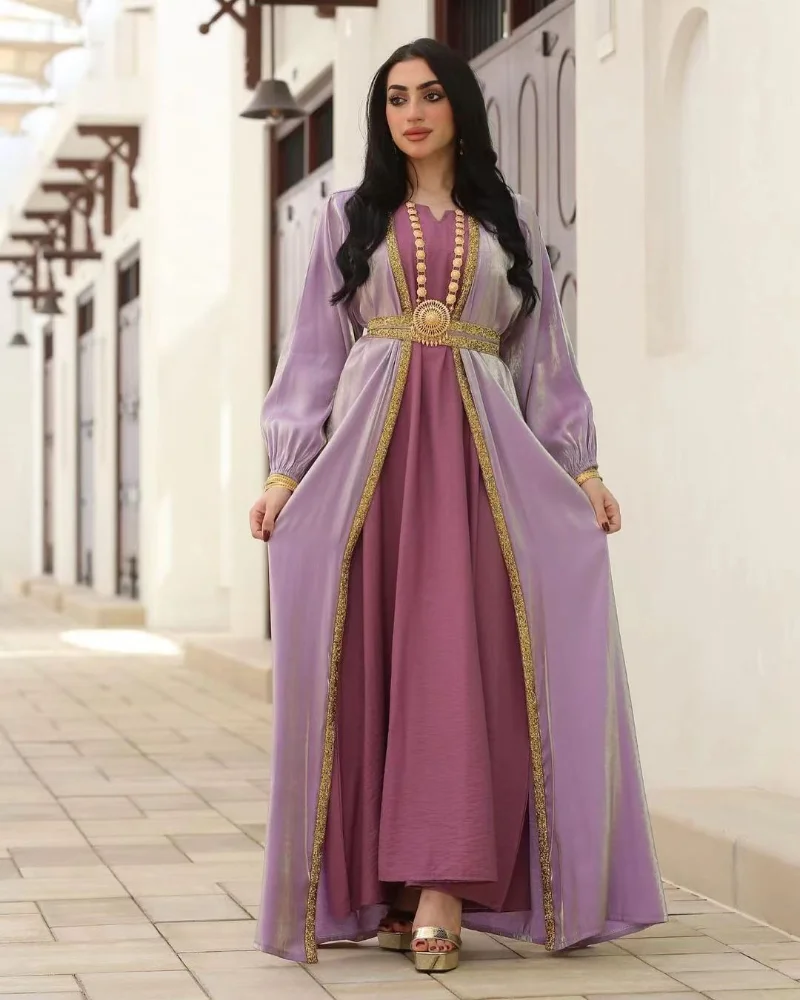 Arabic Abaya Dubai Muslim Kaftan Maxi Dress Women Luxury 3 PCS Sets Caftan Marocain Evening Party Long Dresses 2023 Abayas Femme