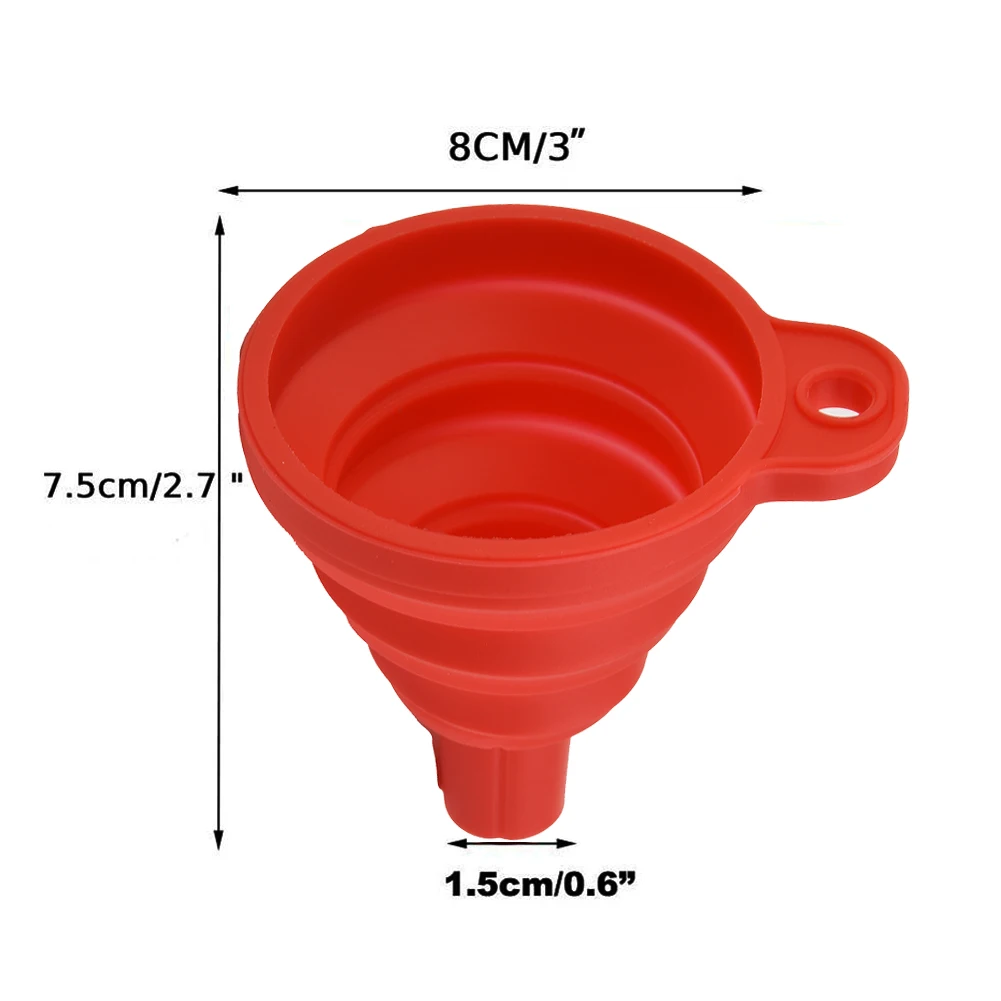 

Universal Car Funnel Petrol Red Silicone Suspended 1 Pcs 7.5cmX8cm Collapsible Diesel Folded Durable High Quality