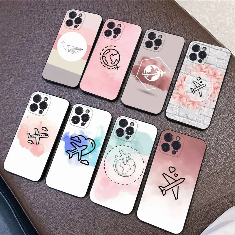 

Travel the world paper plane aircraft Phone Case Silicone Soft for iphone 14 13 12 11 Pro Mini XS MAX 8 7 6 Plus X XS XR Cover