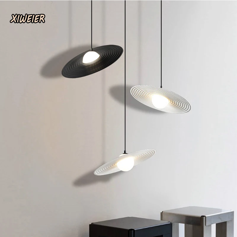 Spanish designer lamp Nordic minimalist corridor restaurant bar bedroom bedside  black white UFO decorative art chandelier