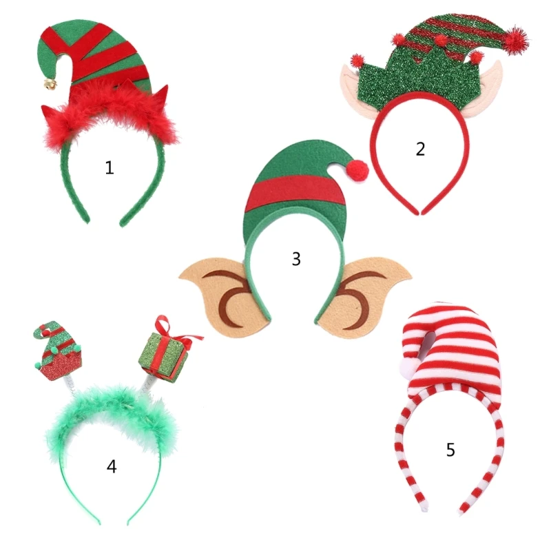 

Christmas Hat Headband Christmas Hair Hoop Christmas Elf Ear Headband Hairband