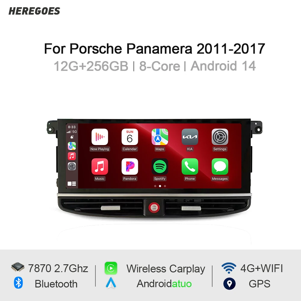 Фото Мультимедийный проигрыватель для автомобиля с Android 14, GPS-навигацией, 12 ГБ+256 ГБ памяти, Bluetooth, Wi-Fi, CarPlay, автомобильная магнитола для Porsche Panamera 970 2010-2016 №1