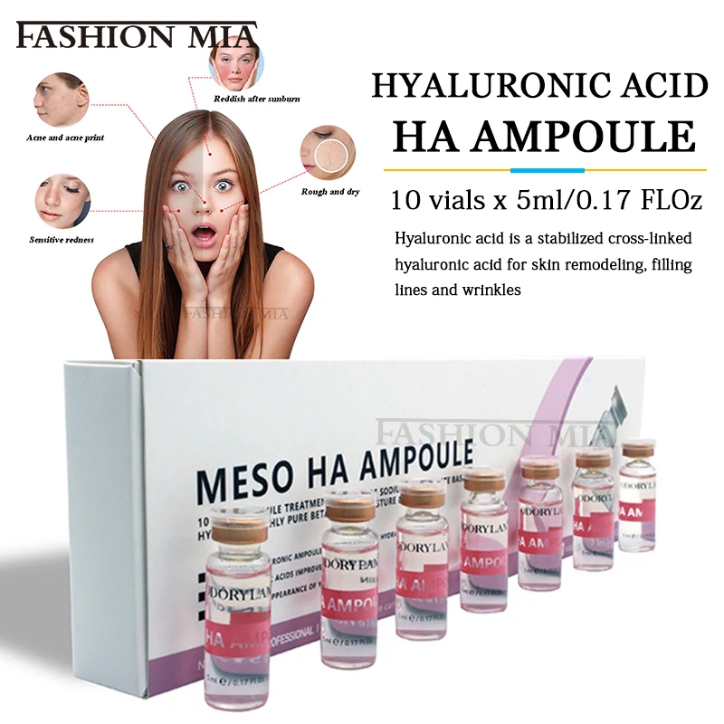 

Cross-linked Hyaluronic Acid Ampoule Pure Micro Molecular Mesotherapy HA Collagen Hyaluronic Acid Skin Repair Whitening Serum