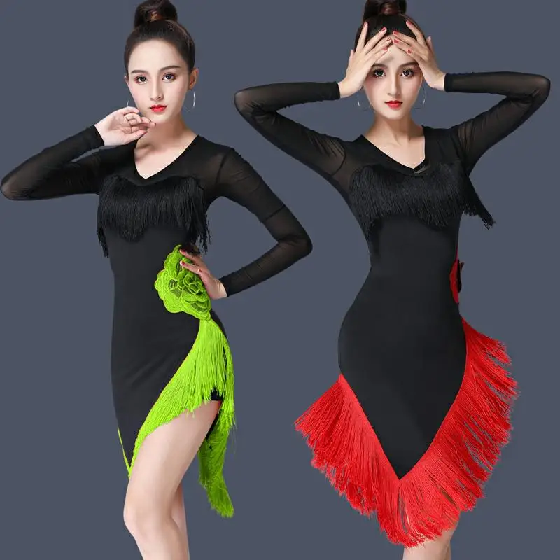 

Adult Female Latin Dance Costume Art Exam New Racing Suit Tassel Dress Latin Dance Clothes Adult Female 2023