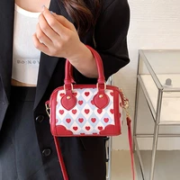 xiuya kawaii handbags for women heart print fashion 2022 summer cute shoulder bag korea pu leather all match trendyol party bag