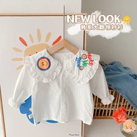 2022 springautumn new children clothes baby girls shirt cartoon letter print infant baby top