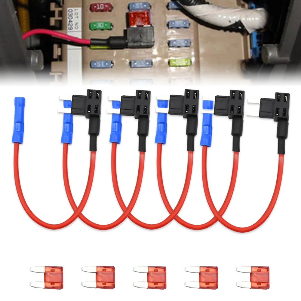 

5pcs Car Auto Fuse Holder Tap Adapter ATC ATO Blade Terminal Motor Case Boxes Blow 12V 32V 16 AWG Wire Piggy Back Cutoff Switch