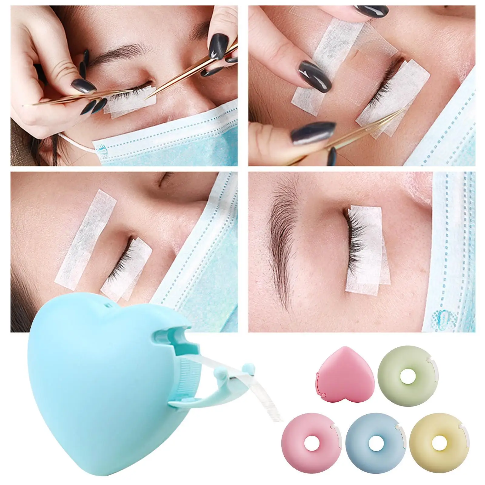 

1Pc Eyelash Extension Tapes Cutter Plastic Grafting Tape Dispenser Holder Heart Donut Shape Lash Extension Supplies Makeup Tools
