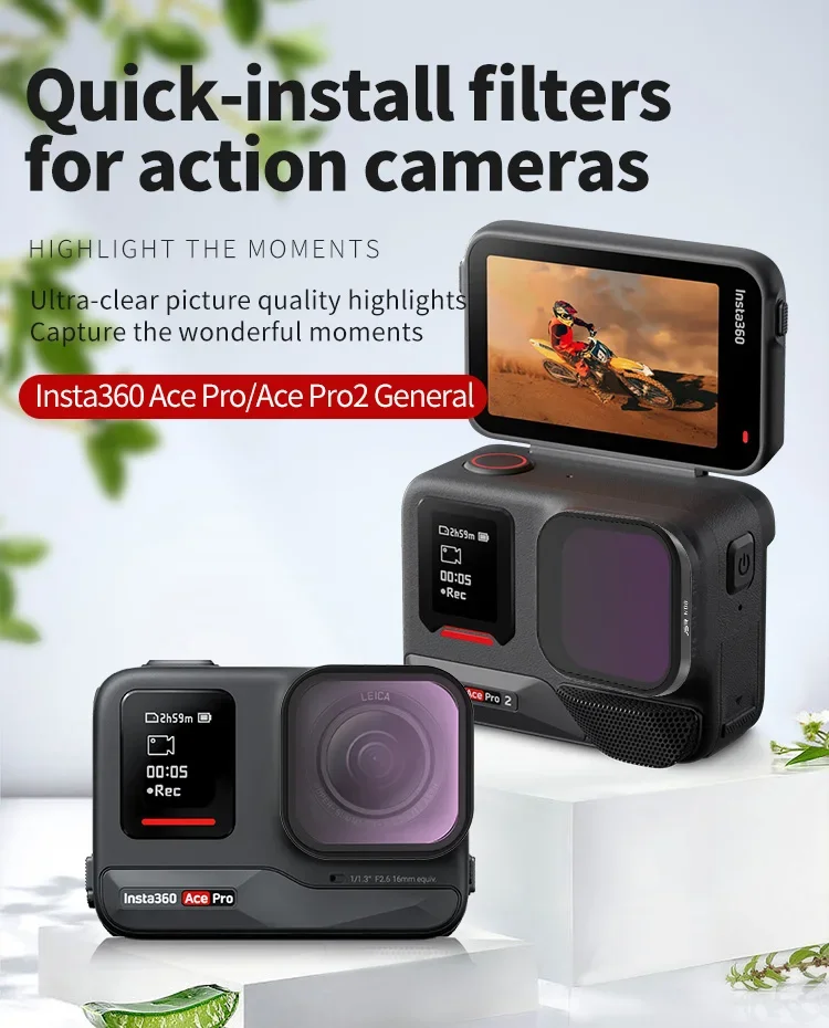 Фото Оптический стеклянный фильтр JSR для Insta360 Ace Pro/Ace Pro2: CPL, UV, ND8/16/32/64, Star Night, NDPL — стеклянные фильтры для спортивных камер №1