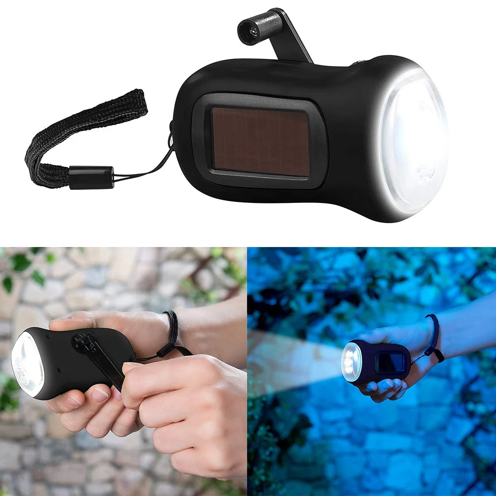 

Mini Portable Hand Crank Dynamo 3 LED Hand Crank Powered Flashlight Household Outdoor Emergency Camping Torch