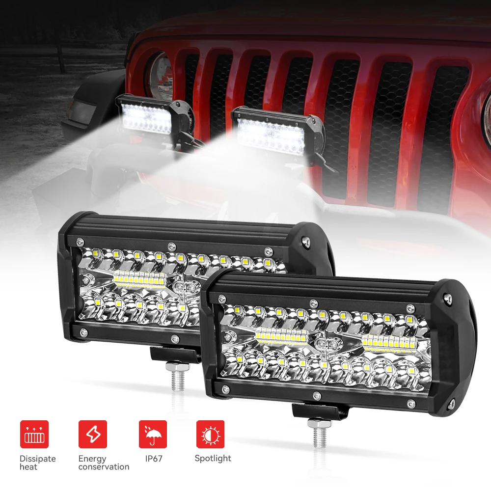 7-дюймовая комбинированная светодиодная фара 120 Вт Spot Flood Beam 4x4 12V 24V 4WD Barra