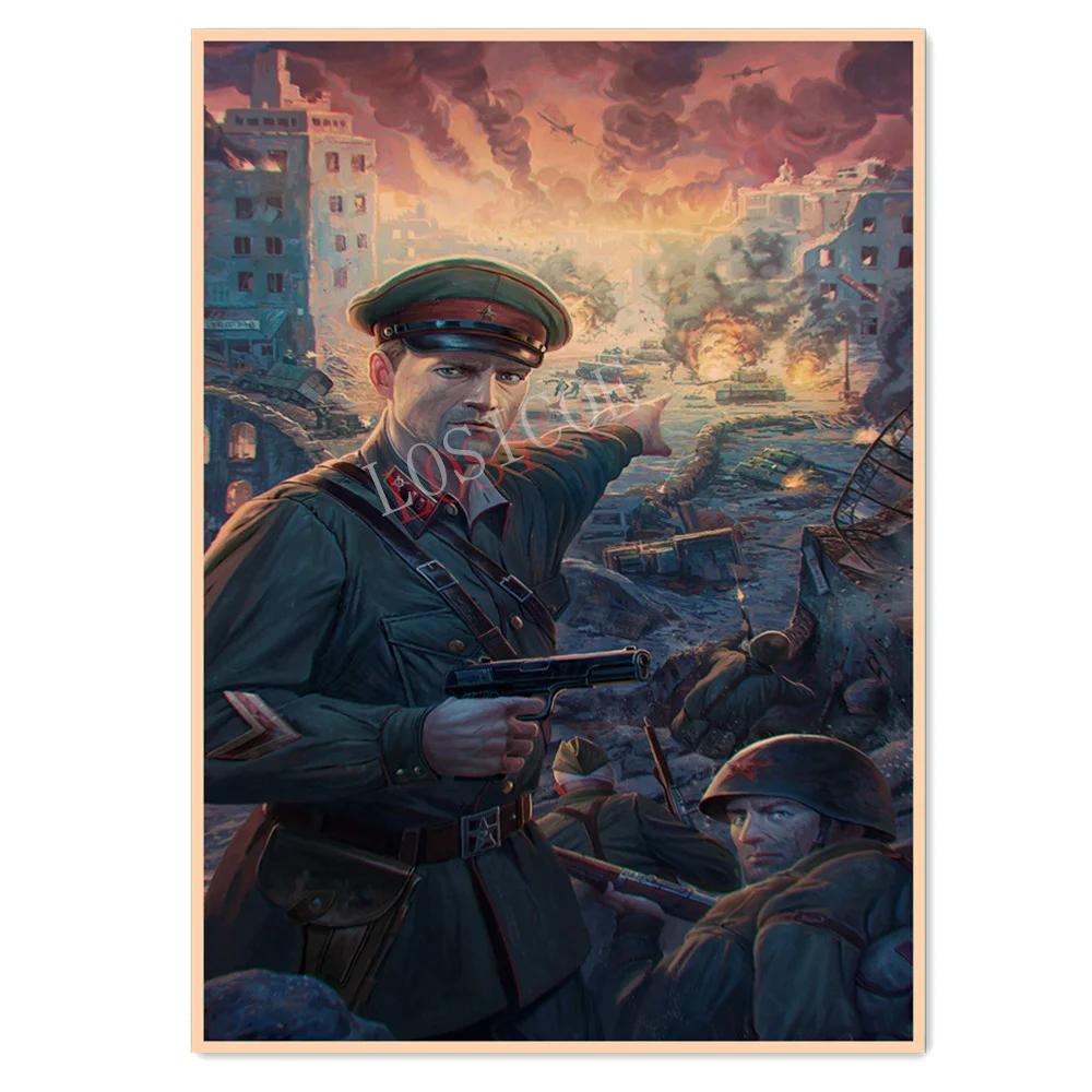

Soviet Commander WW II War Military Art Pictures Wall Stickers Vintage Kraft Paper Poster Print Art Painting Wall Decoration