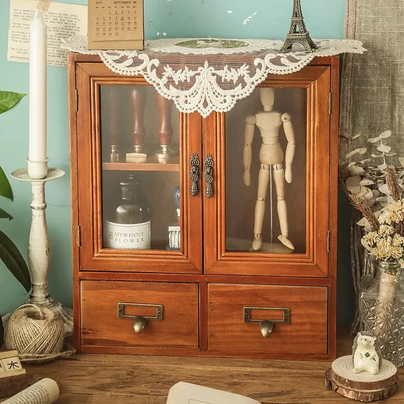 

Новый Винтажный деревянный ящик, шкаф для хранения, деревянный шкаф для ювелирных изделий, косметики, офиса, украшение для дома, Рабочий сто...