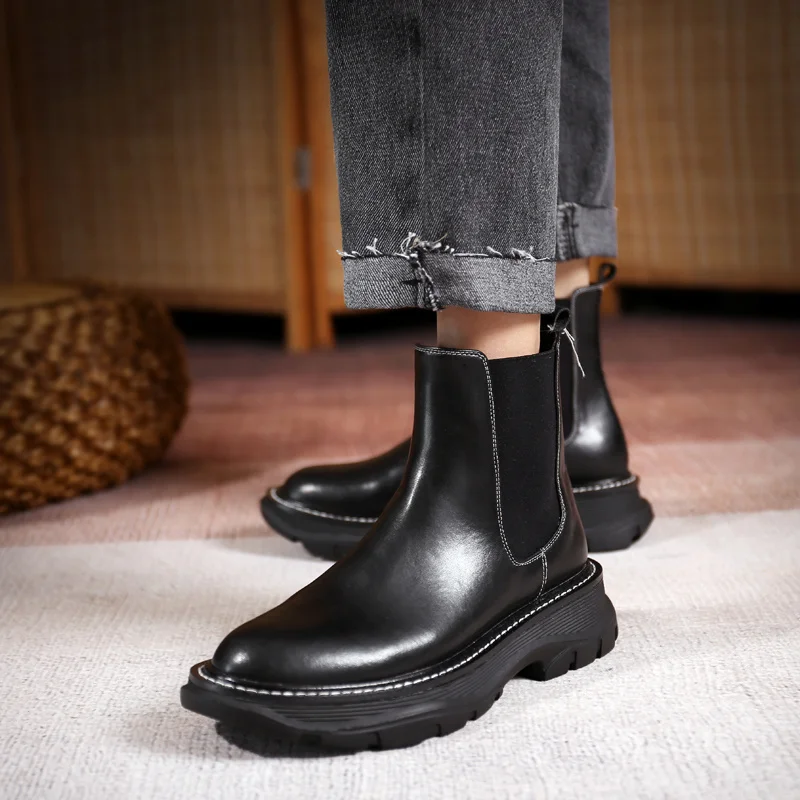 

Women Boots Retro Women Boots Women Shoes 2021 Winter Fashion Women ANKLE Boots Genuine Leather Female Flats With