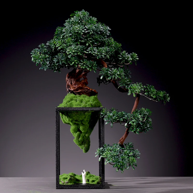 

Tabletop simulation yingke pine bonsai indoor large-scale Green potted living room porch partition false flowers decoration