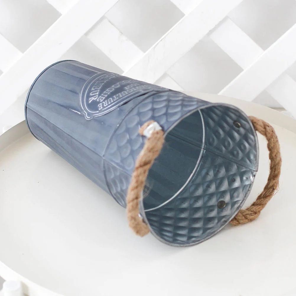 

Flower Bucket Rustic Metal Vases Galvanized French Pot Containers Chic Shabby Decorative Holder Buckets Jug Farmhouse Handles