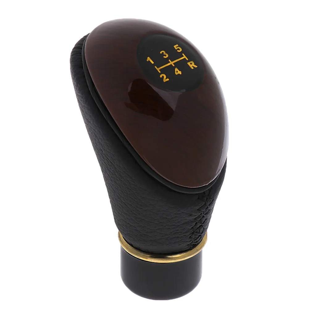 

Wooden PU Leather Car Gear Stick Lever Knob er- Black And Red