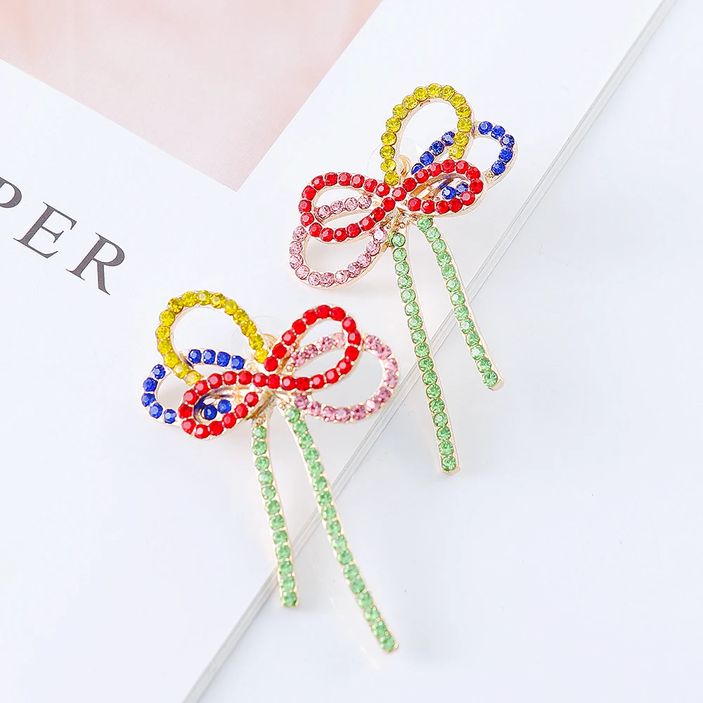 

Korean Fashion Pearl Bow Earrings Ladies Simple Alloy Set Rhinestone Earrings Bridal Wedding Jewelry Wholesale