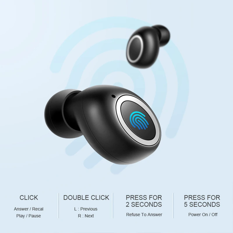

TWS-стереонаушники D015 с поддержкой Bluetooth 5,0 и сенсорным управлением