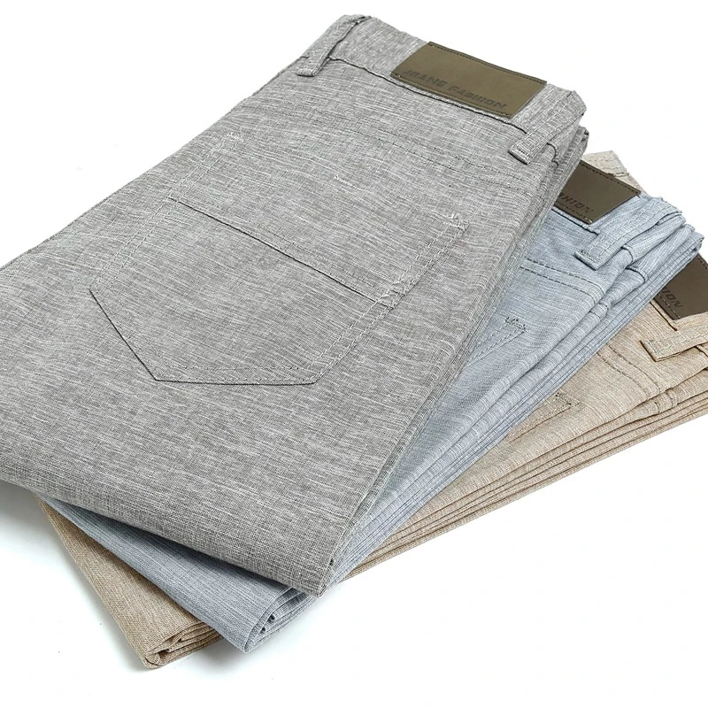 

Summer ultra-Thin Men's Casual Pants Straight Linen Long Pants Korean Version of the Slim Youth Cotton and linen Men's Pants