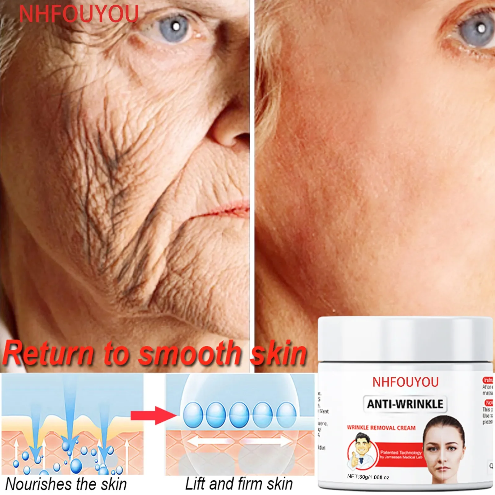 

retinol lifting cream hardening remove wrinkles anti-aging fades fine lines face whitening illuminate skin beauty health care30g