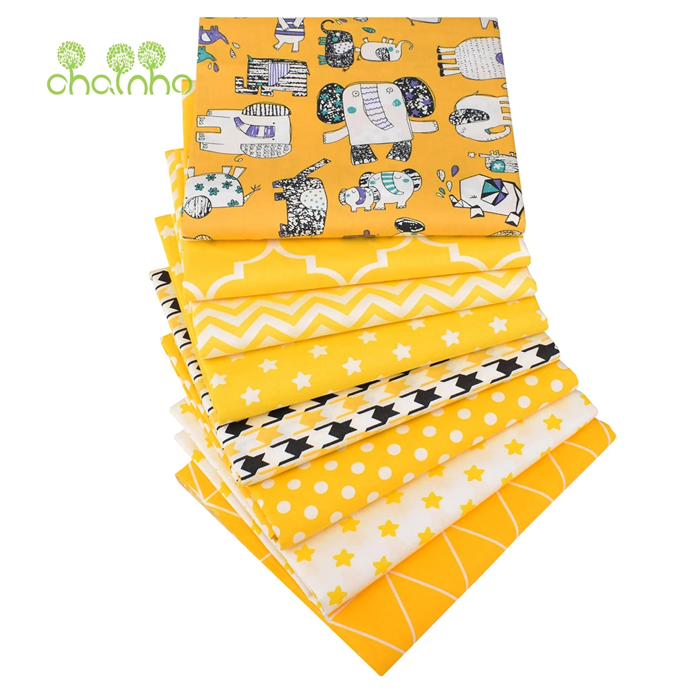 

Chainho,Printed Twill Cotton Fabric,Patchwork Cloths,DIY Sewing & Quilting Material,Yellow Cartoon Series,8 Designs,4 Sizes,CC45