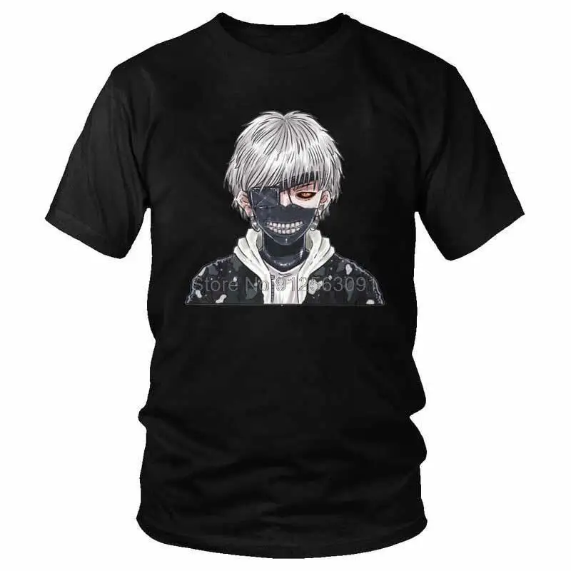 

Футболка мужская с токийским Гулем, хлопок, топ с рисунком Аниме Манга, Кен канеки, с коротким рукавом, в стиле хип-хоп