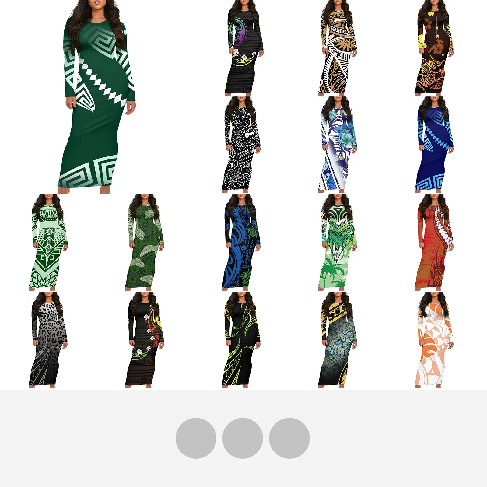 Женское винтажное платье с длинным рукавом Зеленое Длинное длинными рукавами и