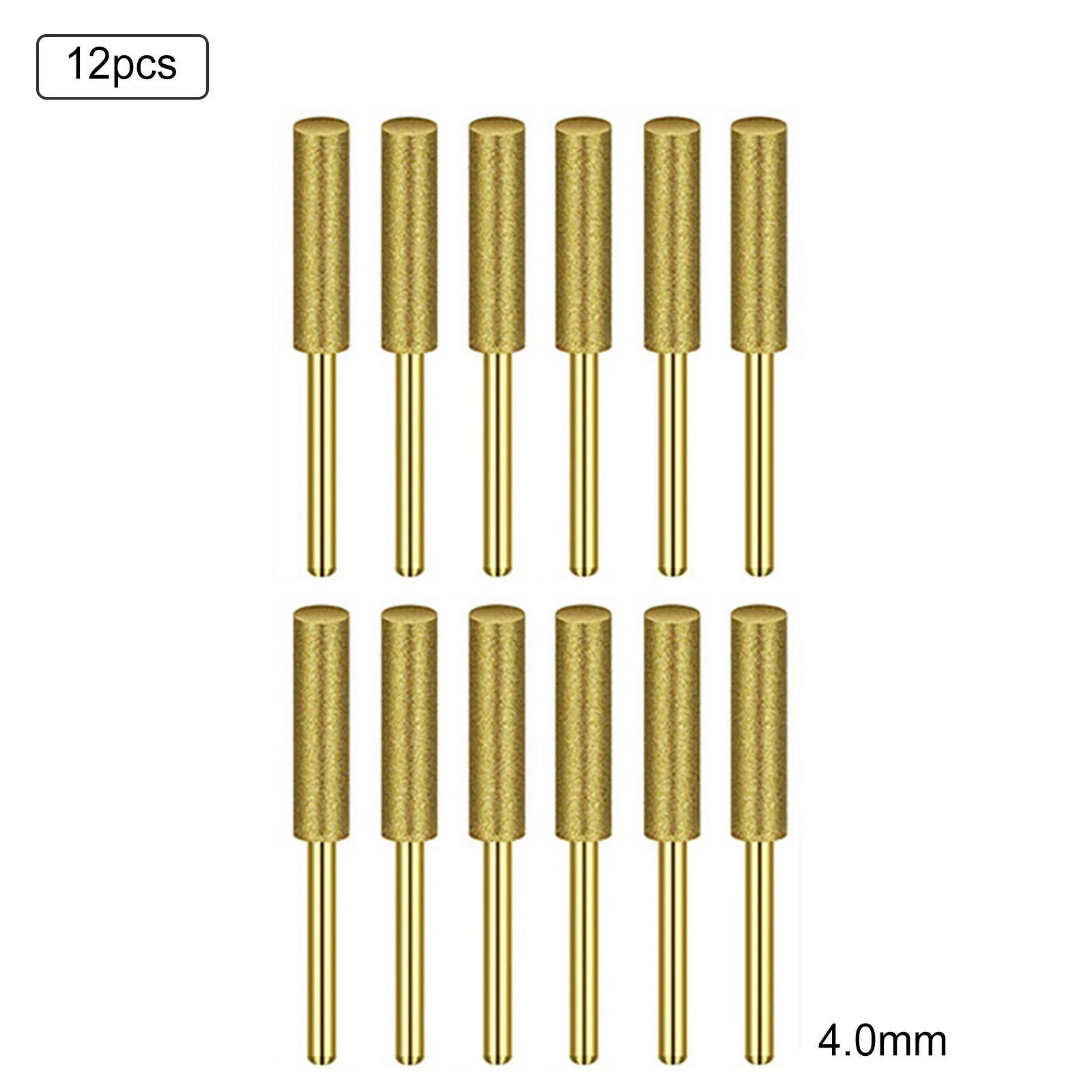 

12Pcs Gold Diamond Coated Cylindrical Burr 4mm Chainsaw Sharpener Stone File Chain Saw Sharpening Carving Grinding Tools