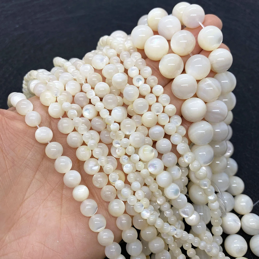 

Round Natural Shell Loose Beads for Jewelry Making DIY Necklace Bracelet Earrings 3mm Ball Shape White Pearl Oyster Shell Beaded
