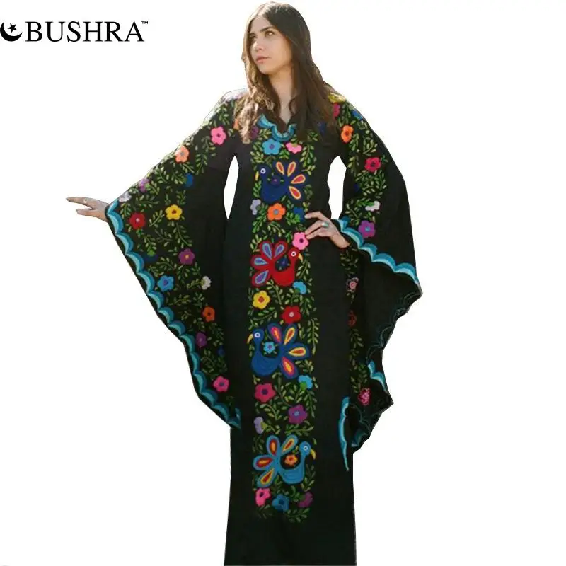 

Bushra Beach Exit Plus Size Cover Up Dress Bohemia Pop Bat Long Sleeve Print Acetate Coverup Pareo For Women Nature Style