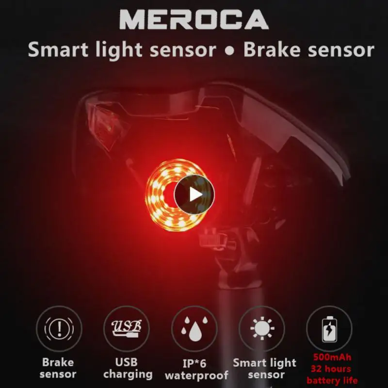 

MEROCA WR15 Bicycle Taillights Intelligent Sensor Brake Lights Usb Charge Mountain Road Bike MTB MX2 Rear Taillight Cycling Lamp