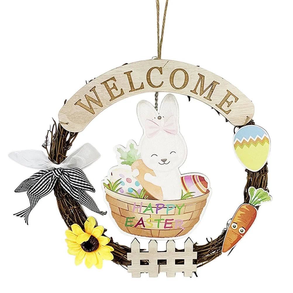 

Door Hanging Wreath Decorative Easter Wreath Spring Wreath Pendant Easter Home Wreath Hanging Garland for Home Party Easter