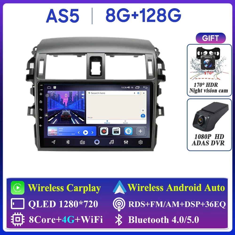 

Для Toyota Corolla E140 E150 2006-2013 авторадио автомобильное радио Android 13 Carplay GPS-навигация Android авто стерео без 2din 5G WiFi